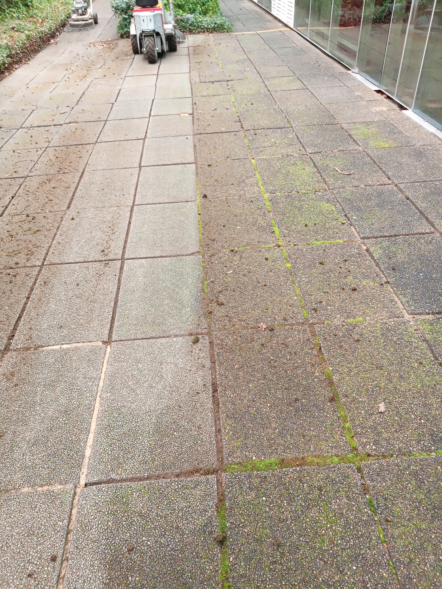 side by side cleaning of pavement